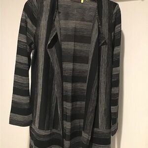 Striped Gray Women's Cardigan Sweater